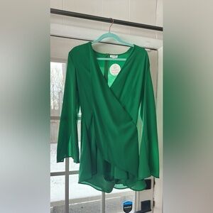 Elegant Green Wrap Top